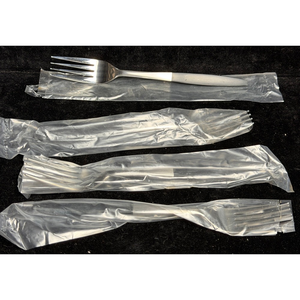 Kingston Stainless Japan-4 Pc Dinner Fork, Grey Satin Handle, Mid Century, NEW
